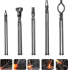 VEVOR Blacksmith Tongs 5-Piece V-Bit/Flat/Blade/Square/Wolf Jaw Tongs Set, for Bladesmithing & Blacksmithing, Firm Grip, Extended Handles, Premium Carbon Steel, Forge Tongs Bundle Set with Rivets