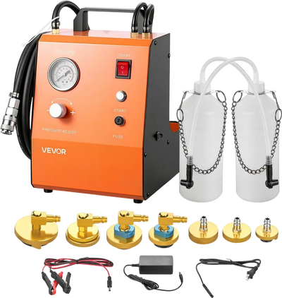 VEVOR Electric Brake Bleeder Kit, 120V Automatic Brake Fluid Bleeding Kit with 7 Master Cylinder Adapters & Dual Power Supplies, 0.6 - 3 Bar Brake Pressure Bleeder Pump Fits Most Passenger Vehicles