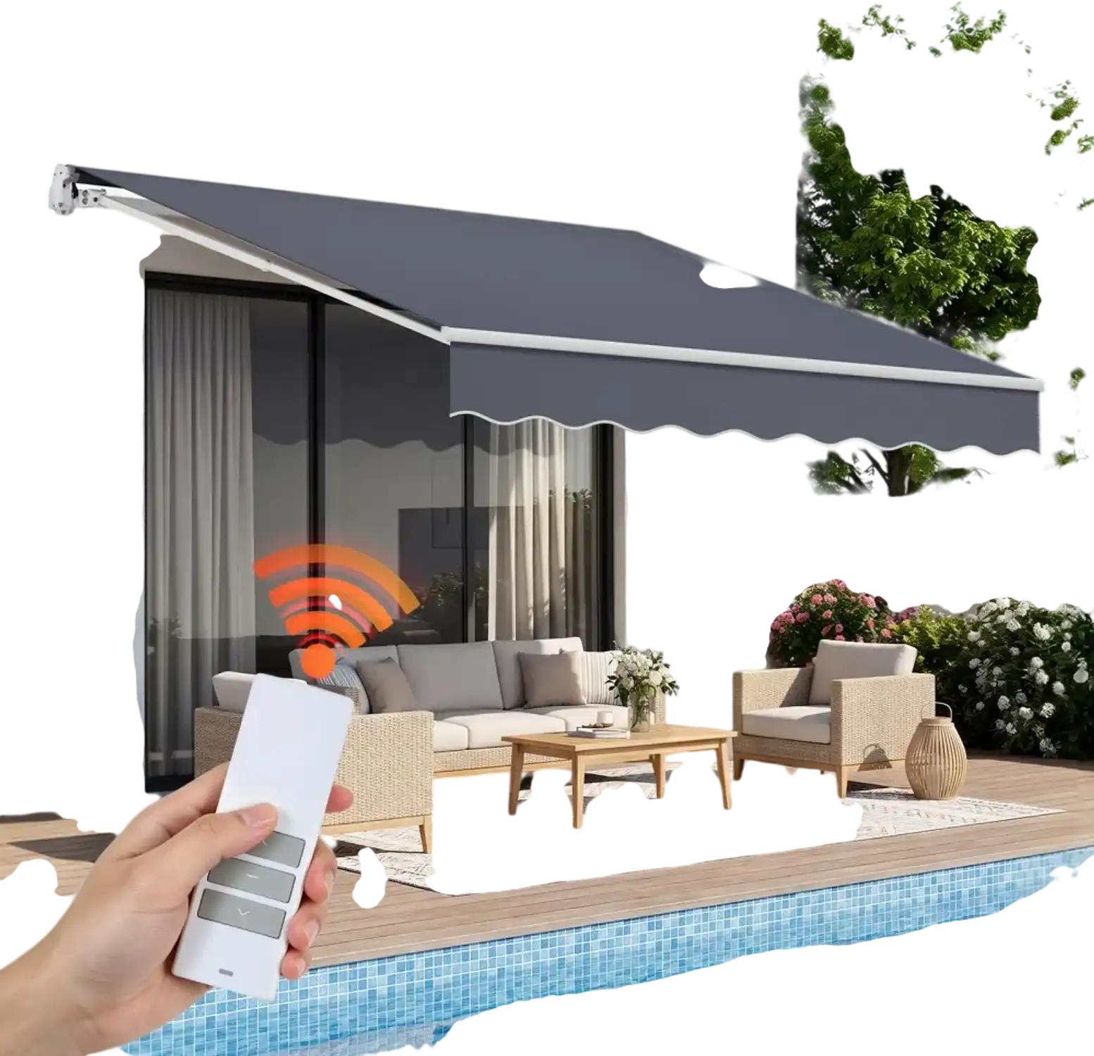 Vevor Retractable Awning Motorized Patio Sunshade Shelter 9.8' x 8.2' Gray New