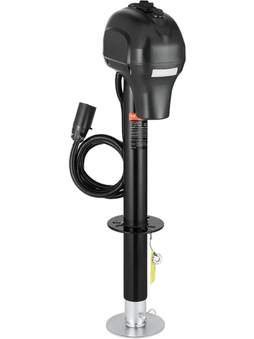 VEVOR Electric Trailer Jack, 3500 lbs, Heavy Duty RV Electric Power Tongue Jack with 7-pin Connector, Manual Crank Handle & Weatherproof Jack Cover, 9.5"-27.5" Lift, for Trailers, Campers & RVs, Black