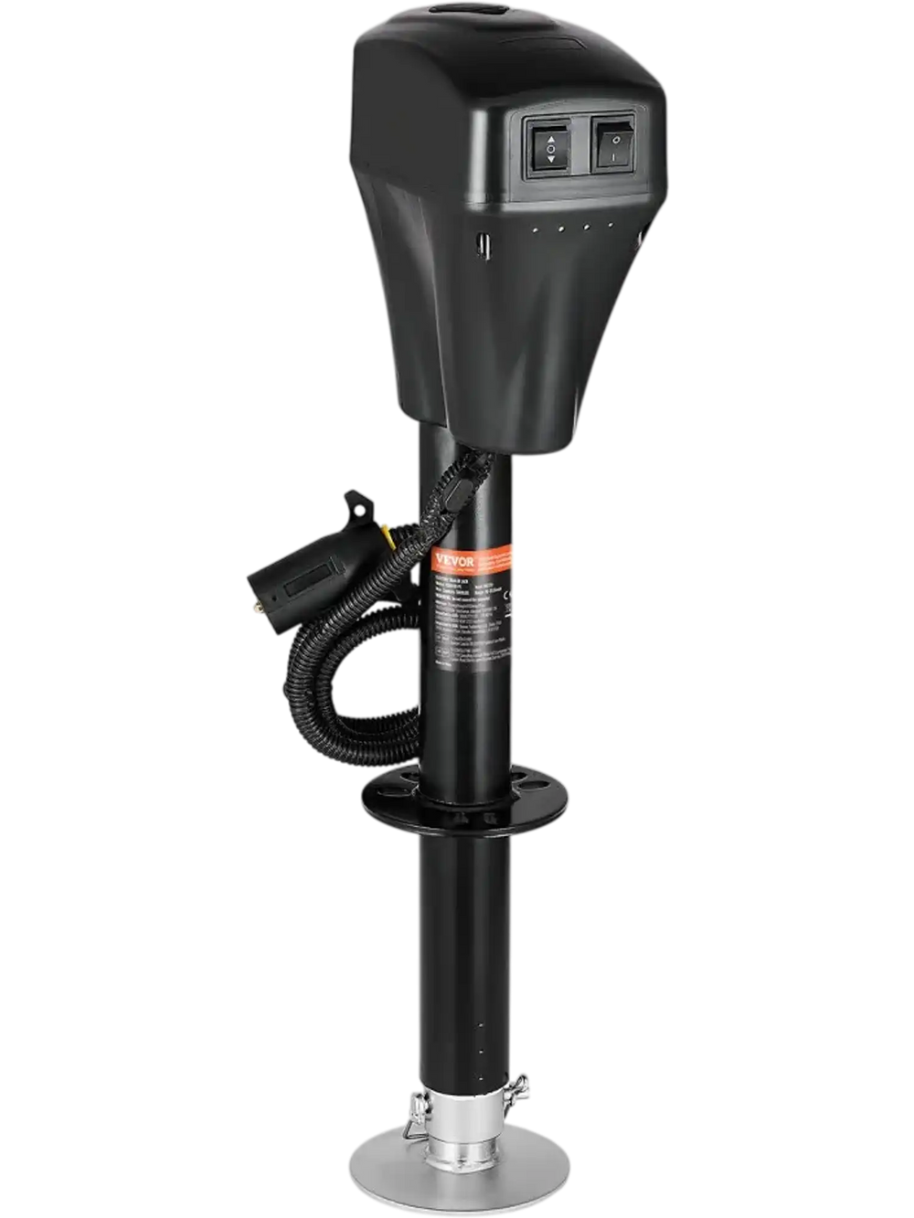 VEVOR Electric Trailer Jack, 5000 lbs, Heavy Duty RV Electric Power Tongue Jack with 7-pin Connector, Manual Crank Handle & Weatherproof Jack Cover, 10"-28.3" Lift, for Trailers, Campers & RVs, Black