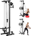 VEVOR LAT Pull Down Machine, 3-in-1 Row Cable Machine, Cable Machines Home Gym with 18-Level Height Adjustment, Wall-Mount Design, Load 500 lbs Lat Tower for Full-Body Workouts, Single-Arm Training