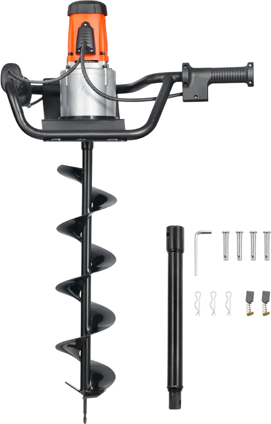 VEVOR Electric Post Hole Digger, 5.71 in Auger Bit with 1500W Powerful Motor, 140 RPM Alloy Steel Earth Auger Drill Bit with 10.24 in Extension Rod, for Post Hole Digging, Drilling & Tree Planting