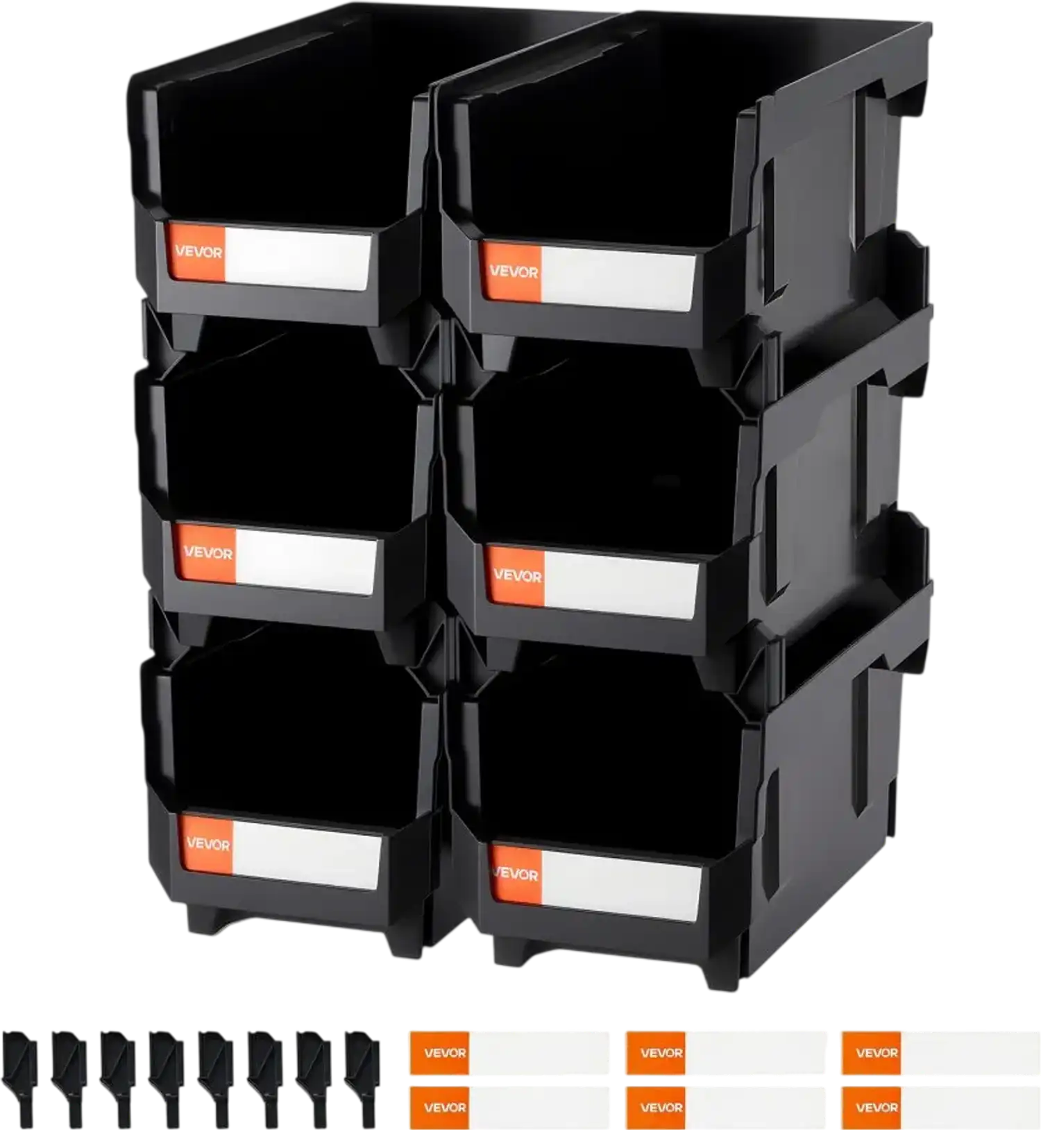 Vevor Storage Bins Stackable Plastic 6-Pack 14.8