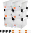 VEVOR Plastic Stackable Storage Bins, 14.8 x 8.5 x 7.1 inch (6 Pack), Plastic Containers for Organizing & Storage Bins for Closet, Garage, Small Parts, Office Supplies, Other Accessories, Transparent