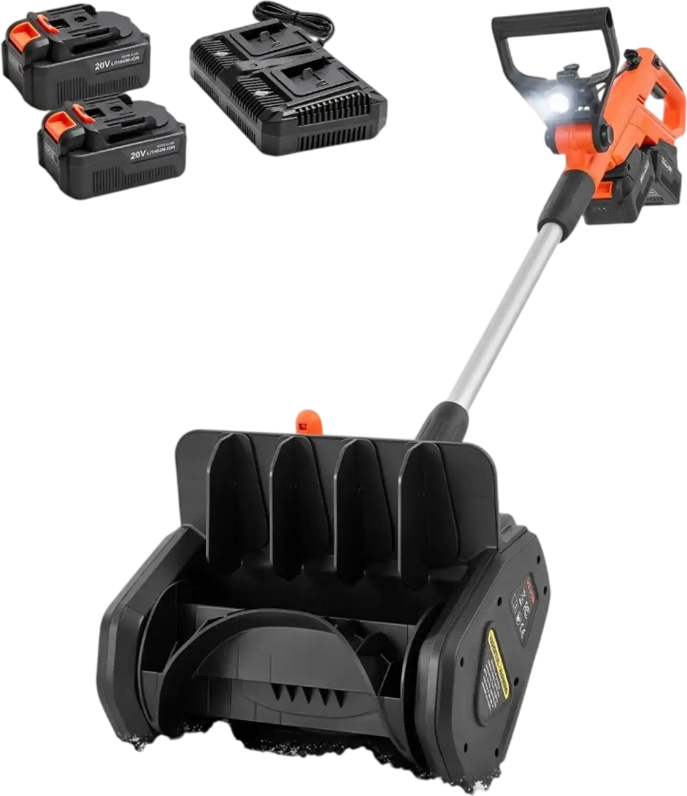 VEVOR Electric Snow Shovel 40V 13.5" Battery-Powered Cordless Snow Blower, for Driveway Patio Deck, Includes 2 x 4Ah Batteries & Charger, 20 ft Throw Distance, 60° Chute, LED Light, Adjustable Handle
