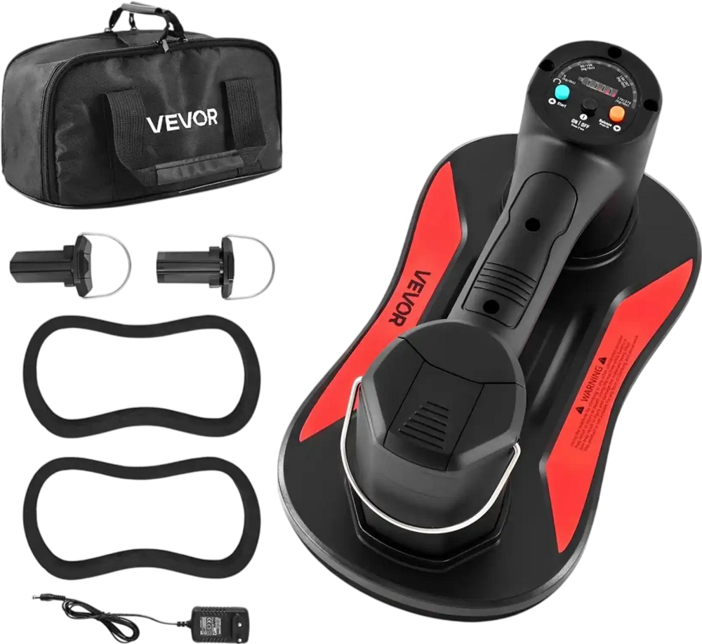 VEVOR Electric Vacuum Suction Cup, 375 lbs Max Lifting Capacity, Vacuum Glass Lifter with Digital Display, Heavy Duty Tile Suction Cup Tool for Lifting Tile, Granite, Wood, Paver, Drywall, Windows