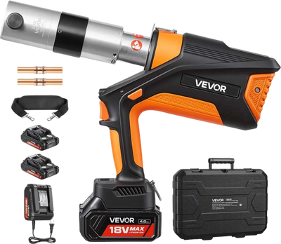 Vevor Pipe Crimping Tool 18V Electric 32KN Brushless Motor with 360° Rotating Head, 2 Batteries, Charger & Toolbox New