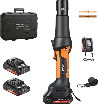 Vevor Pipe Crimping Tool 18V 24KN Compact 360° Rotating Head with 2 x 2.0Ah Batteries, Fast Charger & Toolbox New