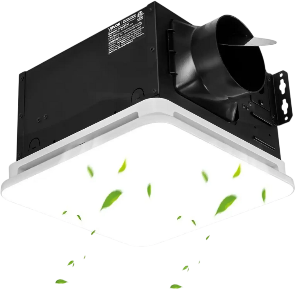 VEVOR Bathroom Exhaust Fan with LED Light, 110 CFM 4000K Bathroom Vent, 1.5 Sones Low-Noise, Premium Motor Ceiling Fan for Laundry Room, Storage Room, Home Ventilation, White