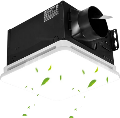 VEVOR Bathroom Exhaust Fan with LED Light, 80 CFM 4000K Bathroom Vent, 1.5 Sones Low-Noise, Premium Motor Ceiling Fan for Laundry Room, Storage Room, Home Ventilation, White