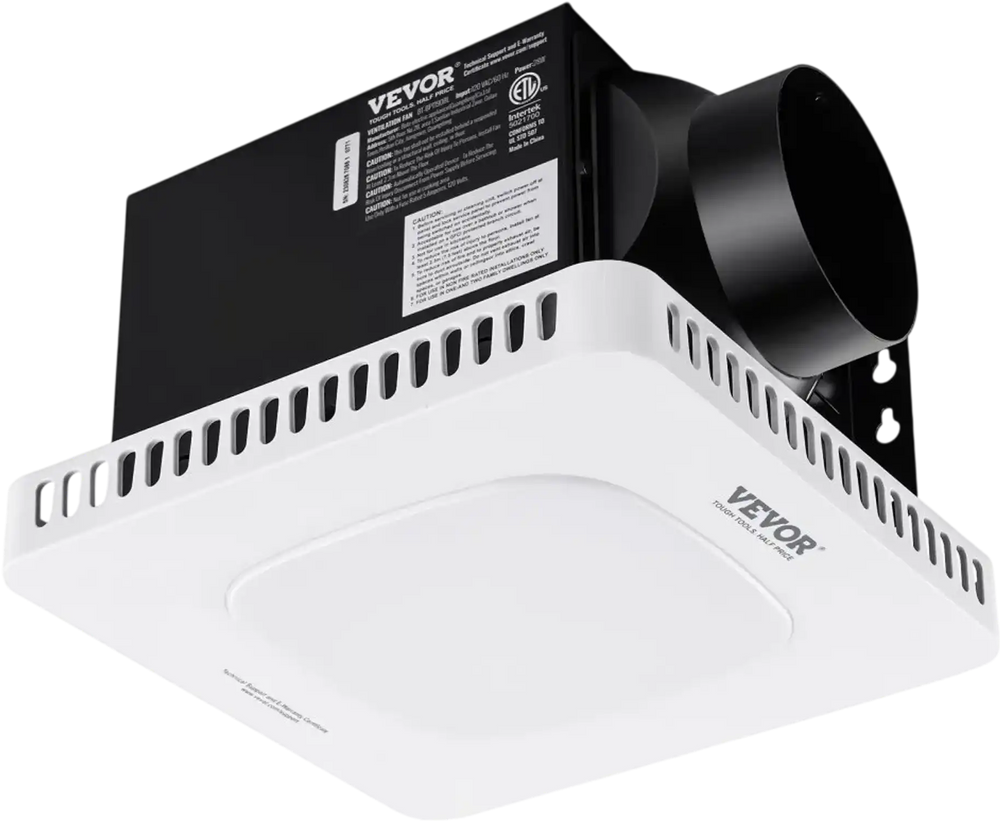VEVOR Bathroom Exhaust Fan, 110 CFM High-Efficiency Ventilation, 1.5sones Low Noise Operation All-Copper Motor, Energy-Saving Bathroom Ceiling Fan, No Need For Attic Access, For Various Ceilings
