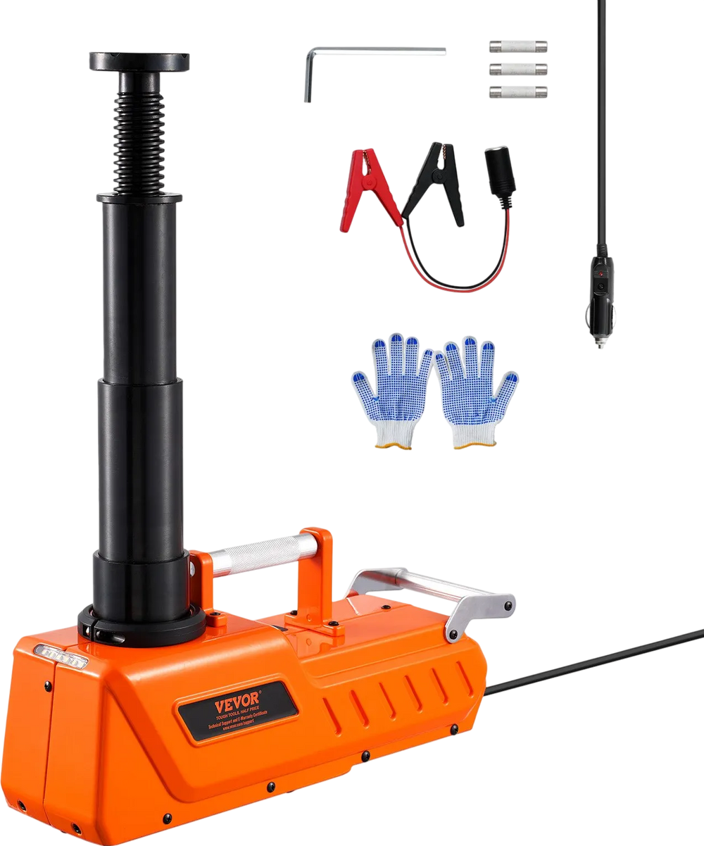 VEVOR Electric Car Jack, 15 Tons /33000 lbs, Adjustable Electric Scissor Jack with High Load Capacity, 12V Dual-Powered Tire Change Replacement with LED Light, Portable Jack kit for Sedan, SUV, Truck