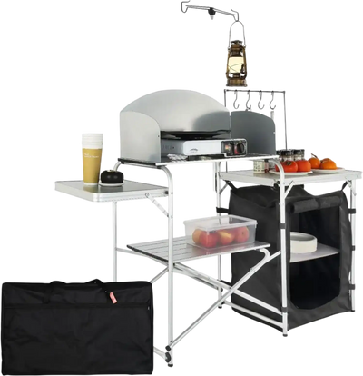 Vevor Camping Kitchen Table Folding Outdoor Cooking Table with Storage Bag and Windscreen New