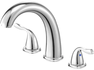 Vevor Roman Tub Faucet 3-Hole Waterfall Gooseneck Deck Mount Silver New