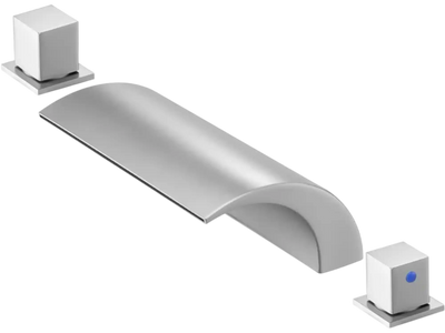 VEVOR Roman Tub Faucet, 3 Hole Waterfall Bathtub Faucet, Bath Tubs Faucets Set with 2 Handles, Deck Mount Bath Tub Faucets Set for Adult Bathing, Silver, Waterfall Spout Design, Temperature Control