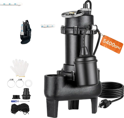 Vevor Submersible Sump Pump 1/2 HP 5400 GPH Cast Iron Sewage Effluent Pump New
