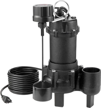 VEVOR Submersible Sewage Pump, 3/4 HP, 6000 GPH Cast Iron Sewage/Effluent Pump with Automatic Tethered Float Switch, 2-Inch NPT Discharge, 120V, 23 ft Max Lift, for Basement, Septic Tank, Residential