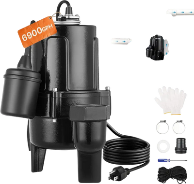 Vevor Sewage Pump 1/2 HP 6900 GPH Cast Iron Submersible Sump Pump New