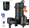 VEVOR Submersible Sump Pump 1.3 HP 5100 GPH Cast Iron Sewage/Effluent Pump, for Basement Septic Tank Residential, Automatic Tethered Float Switch, 2-Inch NPT Discharge, 40 ft Lift, IPX8 Waterproof