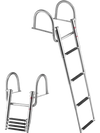 VEVOR Boat Ladder, 4 Steps, Stainless Steel Telescoping Folding Swim Deck Ladder for Rear Entry Inboard, 600 lbs Capacity with Wide Anti-Slip Steps & Handrails, for Outboards, Yacht, Pontoon Boats
