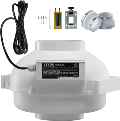 Vevor Radon Fan Installation Kit Quiet 380 CFM Inline Duct Fan New
