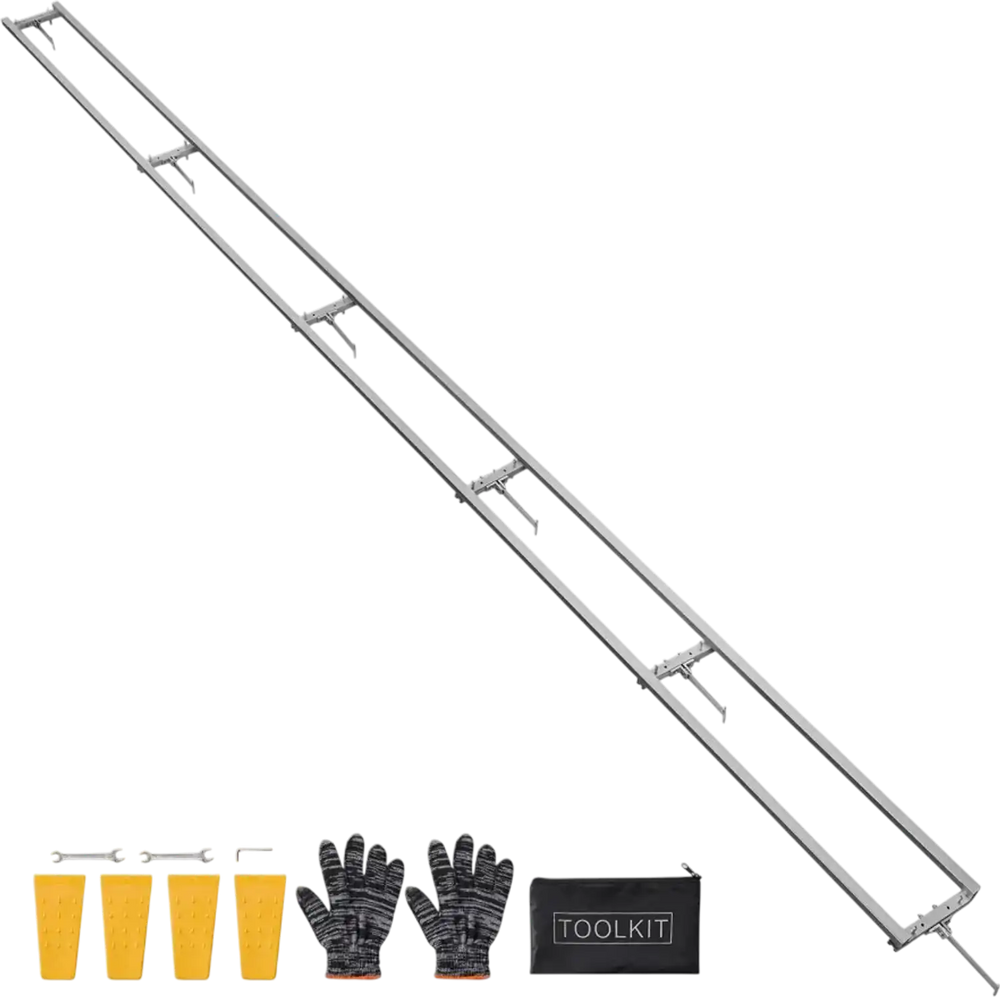 VEVOR Rail Mill Guide System, 15 ft 6 Crossbar Chainsaw Mill Kits, Aluminum Saw Milling Rails System Works with Chainsaw, 4 Wedges, Adjustable Rail Milling Guide Kit for Builders Woodworkers