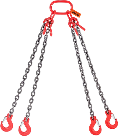 VEVOR Chain Sling, 5/16 inch x 5 ft Lifting Chains with Hooks, G80 Engine Chain Hoist Lifts, 11000 lbs/5 Ton Lifting Sling Chains for Engine Hoist, Engine Lift Chain with 4 Leg Grab Hooks & Adjusters