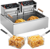 VEVOR Commercial Deep Fryer, 3000W Electric Turkey Fryer with 3 Removable Baskets, Large Capacity 18Qt / 17L Stainless Steel Countertop Single Oil Fryer, for Kitchen Restaurant Use, Silver