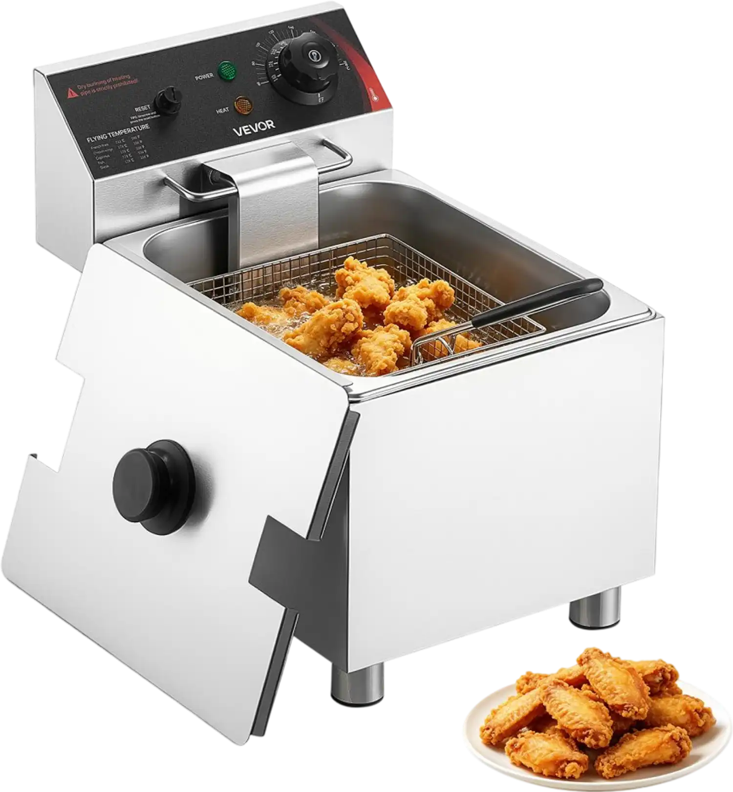 Vevor Commercial Electric Fryer 12.15 Qt Stainless Steel Countertop Deep Fryer with Basket and Lid New