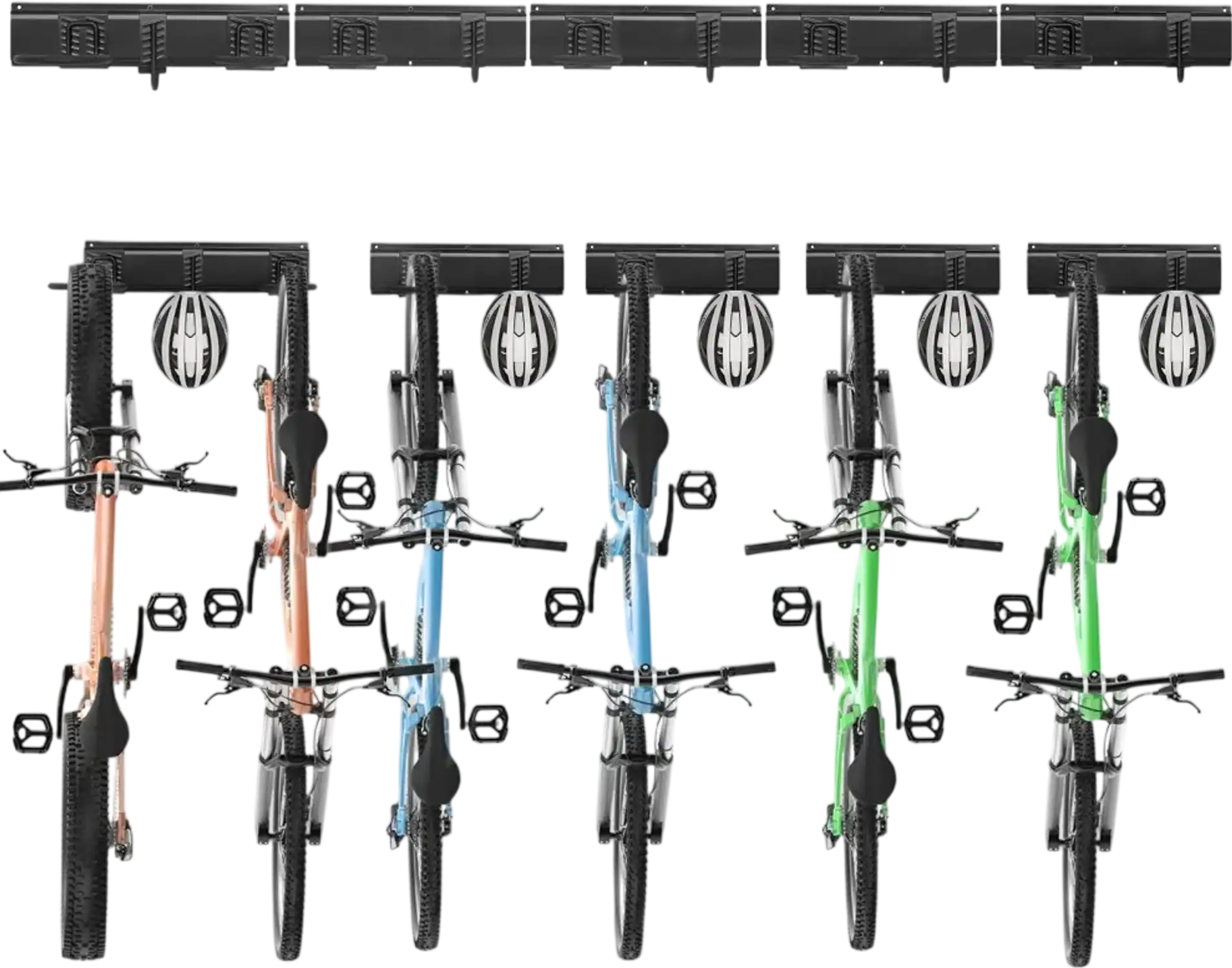Vevor Bike Storage Rack Wall-Mounted Garage Organizer for 6 Bikes with 5 Helmet Hooks 85