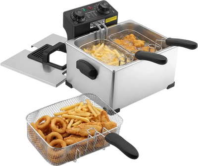 Vevor Deep Fryer Commercial Electric Countertop 9.51 Qt Stainless Steel Silver New