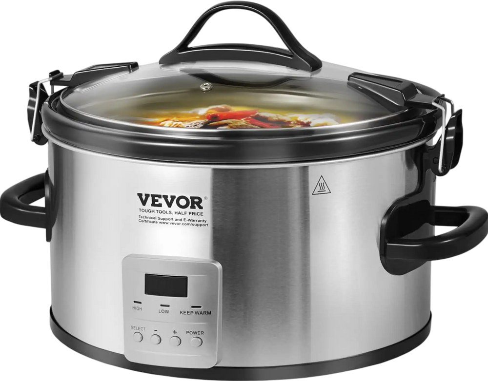 VEVOR Slow Cooker, 8QT 320W Electric Slow Cooker Pot with 3-Level Heat Settings, Digital Slow Cookers with 20 Hours Max Timer, Locking Lid, Ceramic Inner Pot for Home/Commercial Use