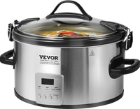 VEVOR Slow Cooker, 8QT 320W Electric Slow Cooker Pot with 3-Level Heat Settings, Digital Slow Cookers with 20 Hours Max Timer, Locking Lid, Ceramic Inner Pot for Home/Commercial Use