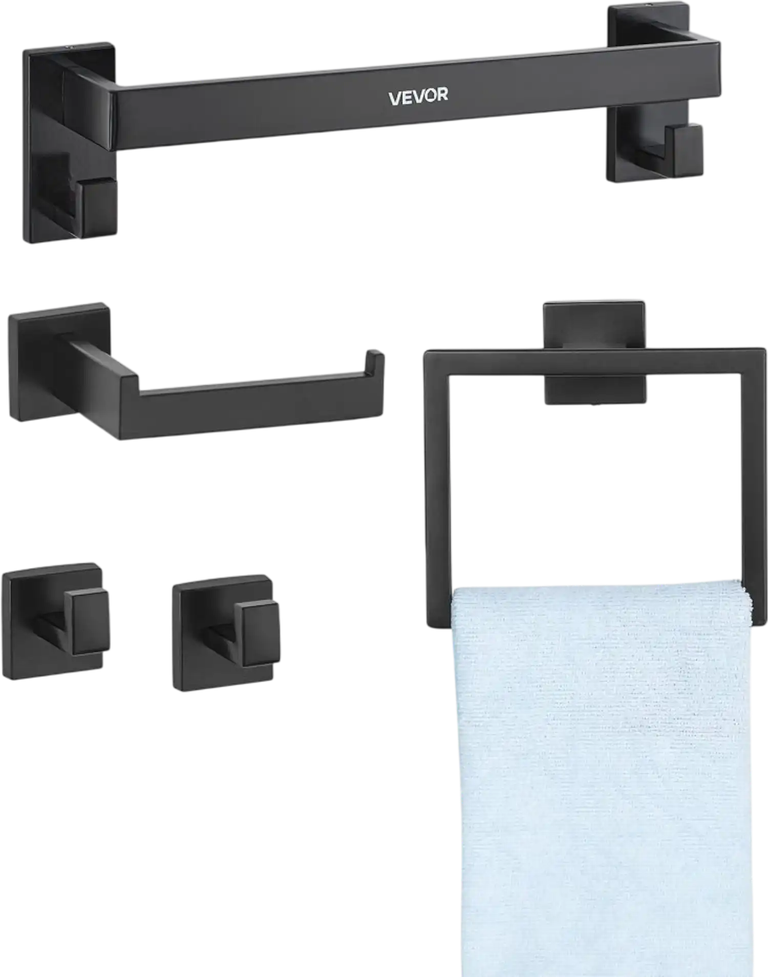 Vevor Bathroom Hardware Set Matte Black 5-Piece Wall Mounted 16