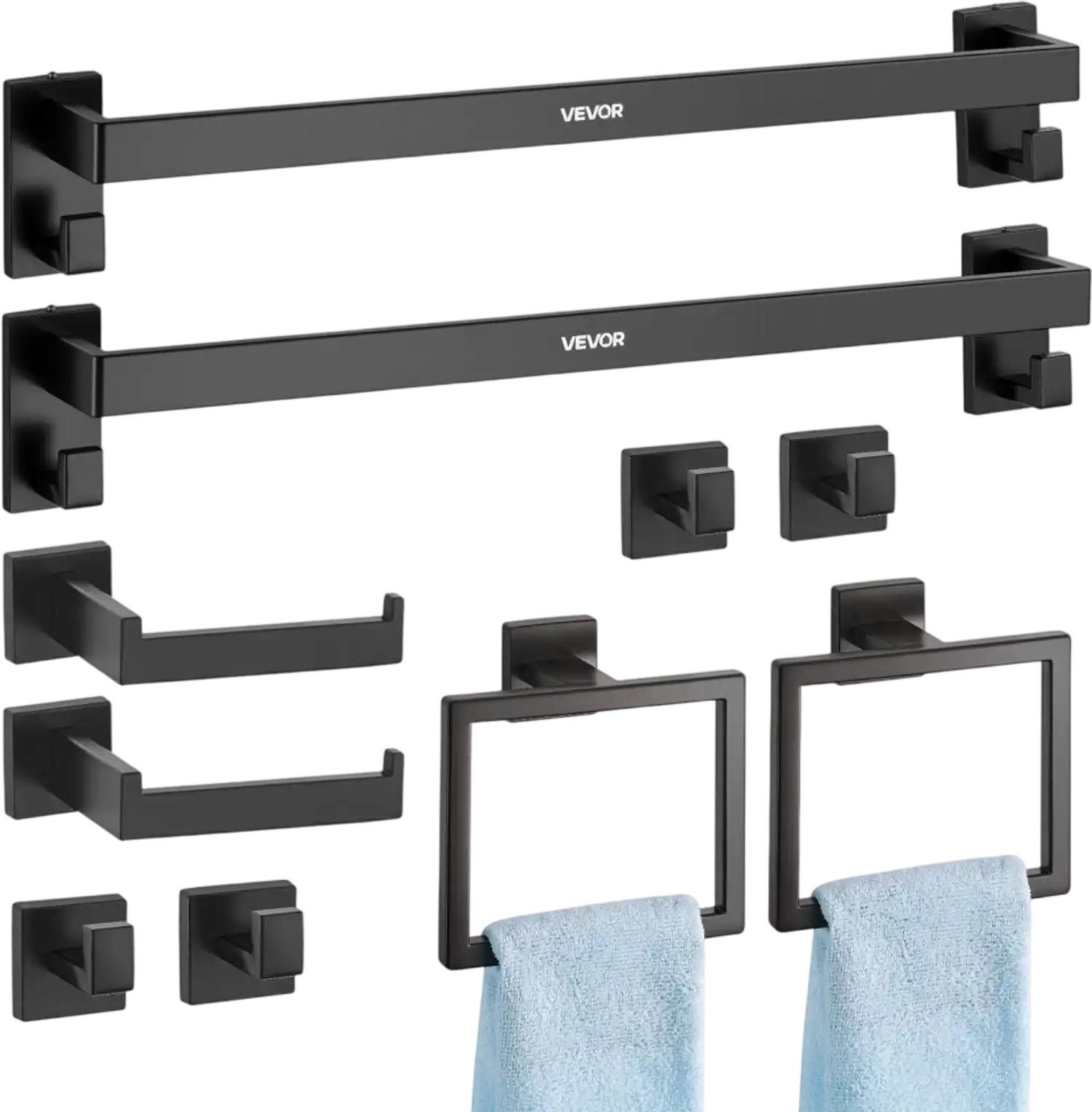 Vevor Bathroom Hardware Set Matte Black 10-Piece Wall-Mounted Accessories Set New