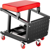 VEVOR Mechanic Stool, 300 lbs Capacity Garage Seat/Work Stool with Wheels, 360° Swivel Rolling Workshop Stool with Tool Tray, Mechanics Creeper Seat/Step Stool, for Garage, Shop & Auto Repair, Black