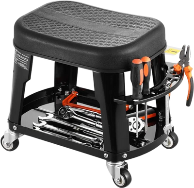 Vevor Work Stool With Wheels 300 lbs Rolling Mechanic Seat with Tool Tray New