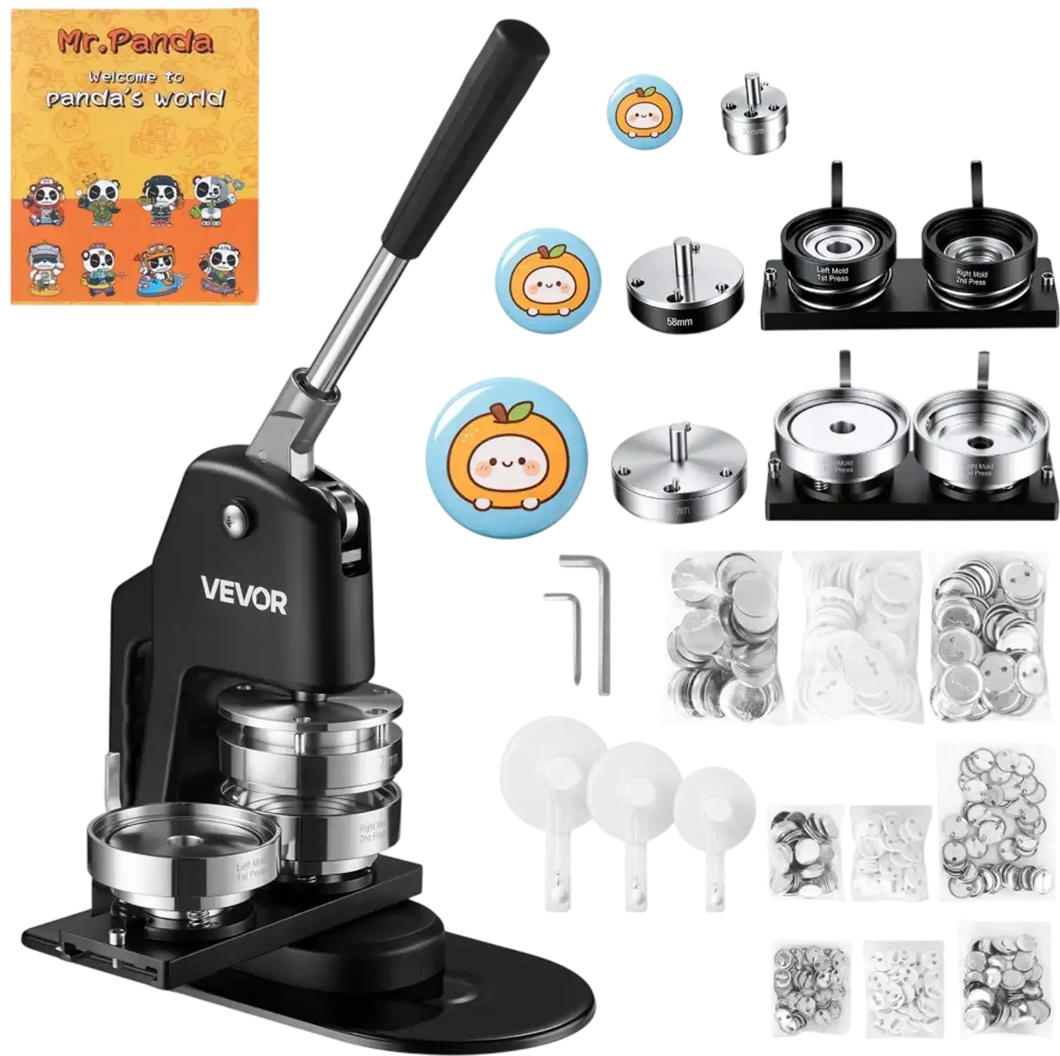 Vevor Button Maker Machine 3-in-1 Pin Maker Kit New