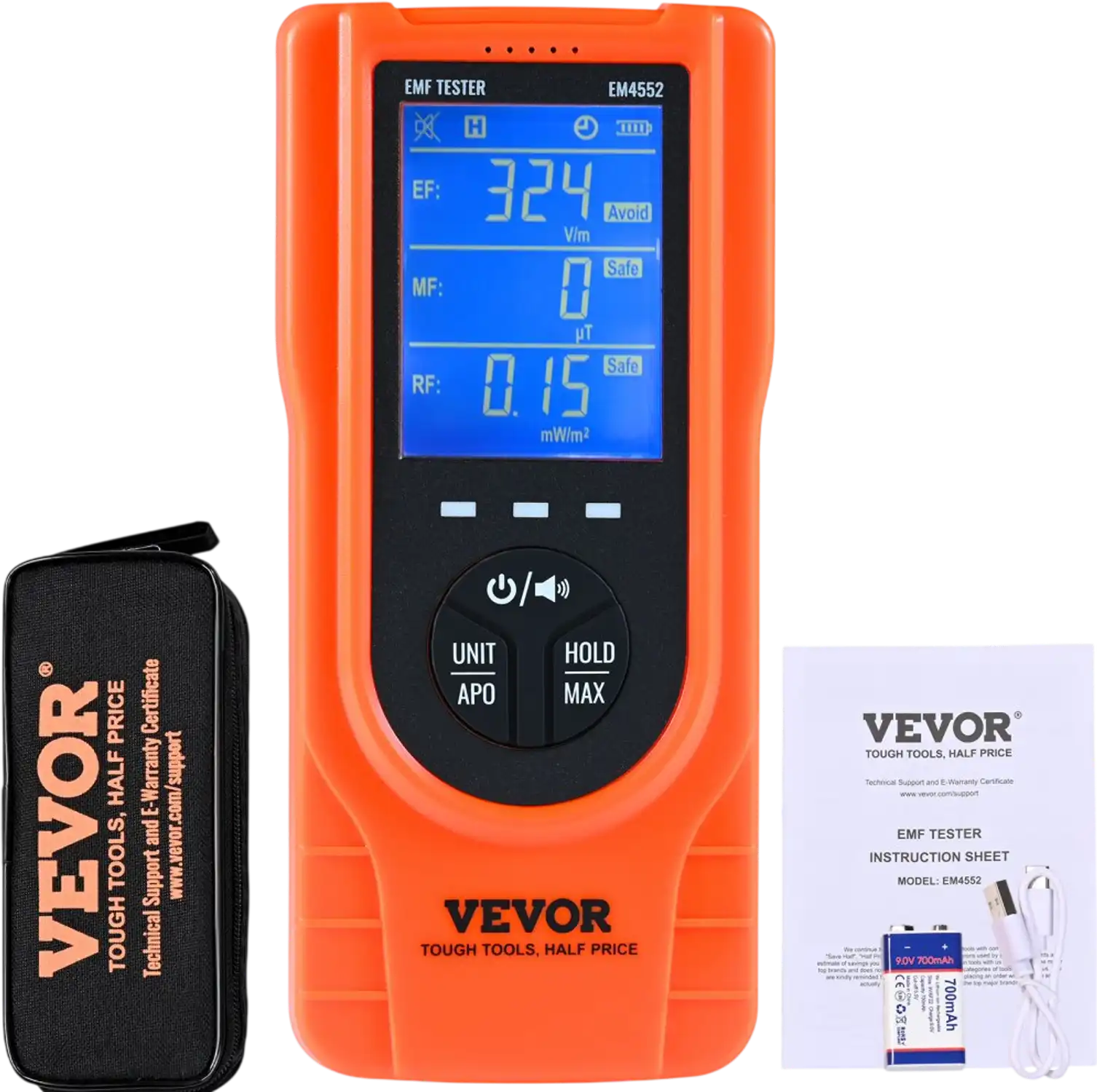 Vevor EMF Meter 3-in-1 Handheld Radiation Detector New