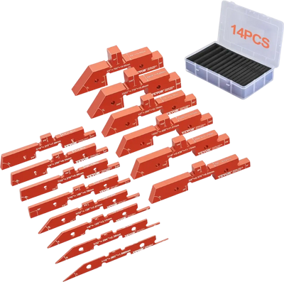 VEVOR Router Table Adjustment Bars, 14-piece Set, Durable Aluminum Construction Blocks for Measuring Depths, Heights, and Angles, Includes Engraved Measurements and Carrying Case, Ideal for Router