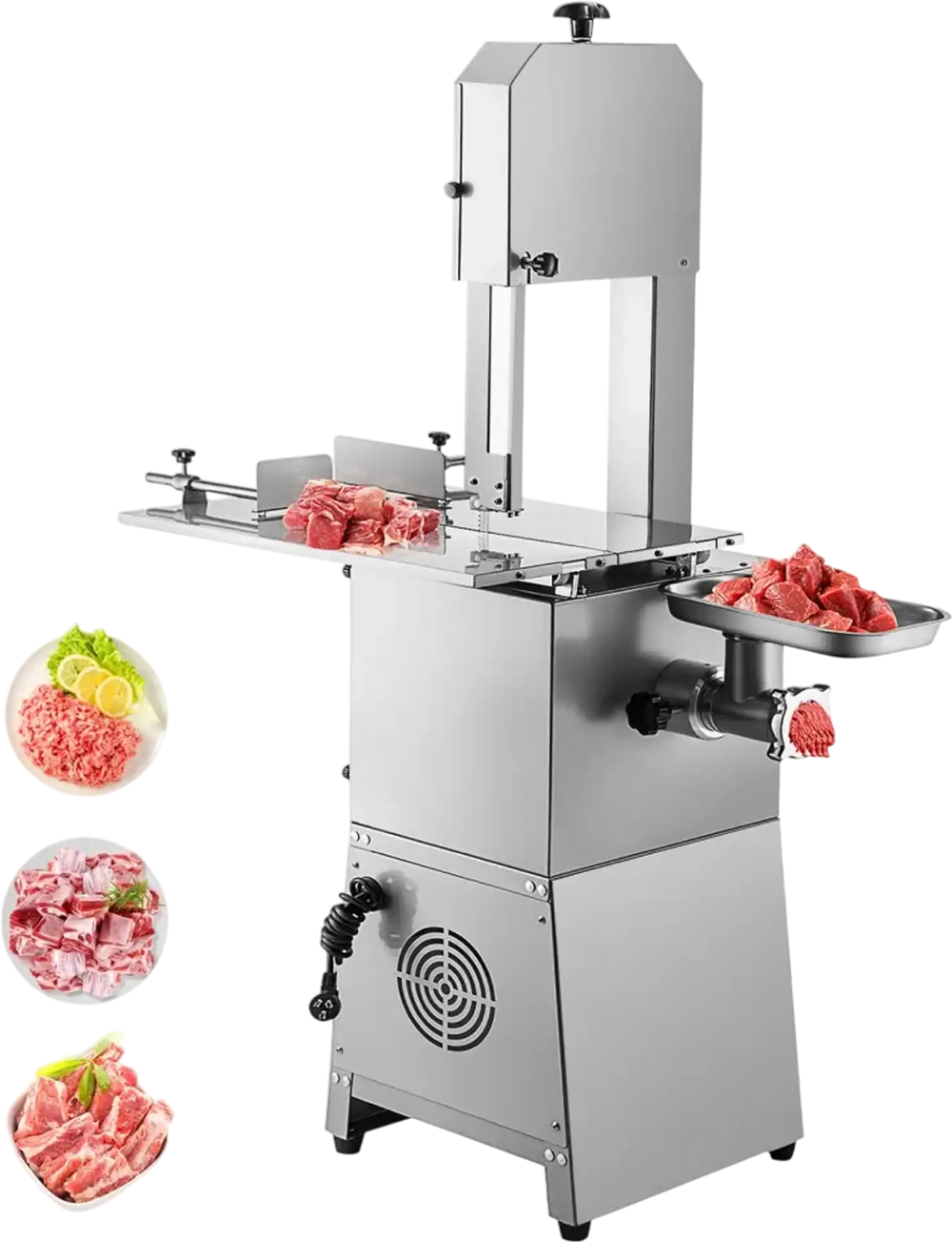 VEVOR Commercial Electric Meat Bandsaw, 1100W Bone Cutting Machine, Stainless Steel Blade Bone Sawing Machine, 24x18 inch Workbench Meat Cutting Bandsaw Cutting Thickness 0-8.3 inch for Fish Pork Beef
