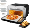 VEVOR Pizza Oven, 8 Presets Electric Pizza Ovens Air Fry Combo, 12-Inch Indoor Pizza Maker Smart Knob Control , 750°F Max Temp, IPX4 Waterproof Countertop Pizza Cooker w/Pizza Stone,Fry Basket