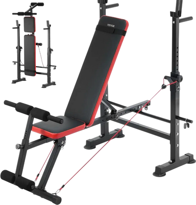 VEVOR Weight Bench, Multi-Functional Adjustable Weight Bench Press for Full Body Workout, 600lbs Exercise Sit up Bench for Home Gym Strength Training, Flat Bench with Quick Folding & Fast Adjustment
