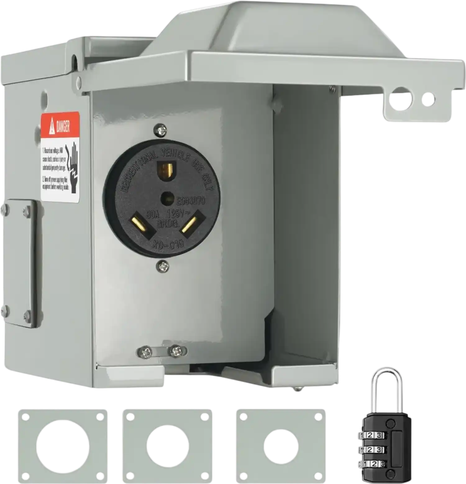 Vevor RV Power Outlet Box 30 Amp 125/250V Lockable Weatherproof Outdoor Receptacle New