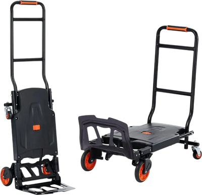 VEVOR Aluminum Hand Truck, 2 in 1, 300 lbs Load Capacity, Heavy Duty Industrial Convertible Folding Hand Truck and Dolly, Utility Cart Converts from Hand Truck to Platform Cart with Rubber Wheels