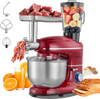 VEVOR Stand Mixer, 6 QT Electric Kitchen Mixer, 660W Dough-Mixer, 6+P Speeds Tilt-head Food-Mixer with 1.6 QT Blender Cup, Stainless Steel Bowl, Dough Hook, Whisk, Beater, for Baking, Mixing, Red