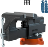 VEVOR Bench Vise, 6-inch Jaw Width 5.9-inch Jaw Opening, 360-Degree Swivel Locking Base Multipurpose Vise with Anvil, Heavy Duty Ductile Iron Workbench Vise with Bolts & Nuts, for Drilling, Pipe Cutti