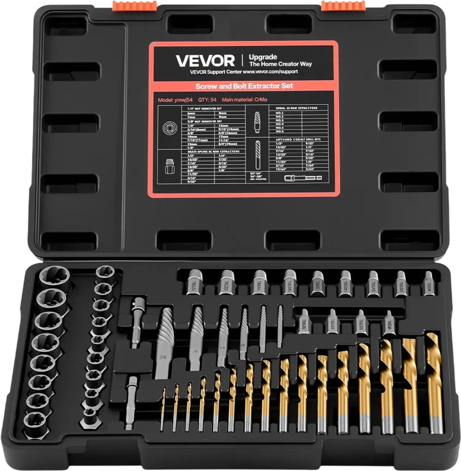 Vevor Multi-Function Extractor 54-Piece Easy Out Bolt Extractor Set New