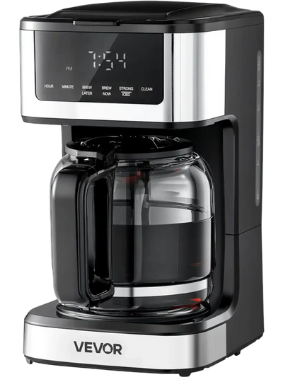 VEVOR Programmable Coffee Maker, 12 Cup Programmable Drip Coffee Makers with Touch Screen, 4-Hour Keep Warm Coffee Makers Drips, 2 Brew Strengths Drip Coffee Machine for Home, 24-Hour Programmable